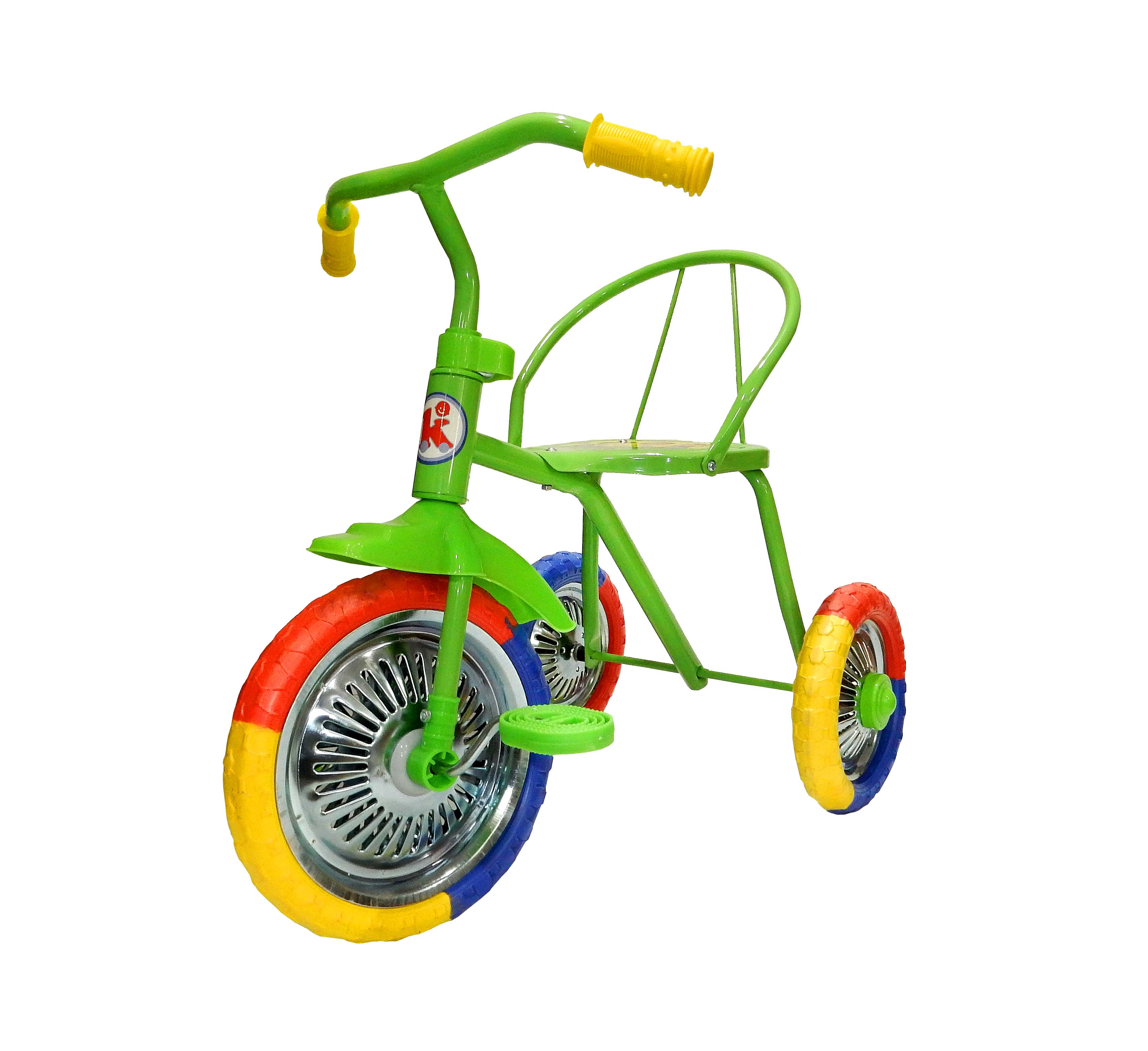 Велосипед трехколесный, 3-х цветные ПВХ колеса 10 и 8, 6 цветов в ассорт. в/к