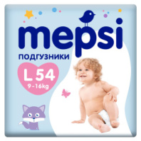Подгузник Премиум детский Mepsi L  (9-16кг) (54 шт.) купить в Интернет-магазине Мир детства Кострома