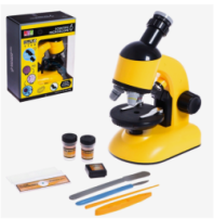 Микроскоп детский "Юный ученый" кратность х100, х400,  х1200, подсветка, желтый   7016014 купить в Интернет-магазине Мир детства Кострома