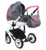 КОЛЯСКА "DAISY" (2 в 1) серый+розовый + спал. конверт с натуральным мехом купить в Интернет-магазине Мир детства Кострома