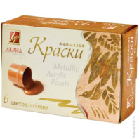 Краски акриловые 6 цветов, металлик, 15 мл купить в Интернет-магазине Мир детства Кострома