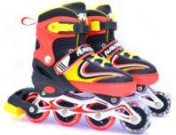 Коньки роликовые красные, переднее колесо со светом, M (34-37) купить в Интернет-магазине Мир детства Кострома