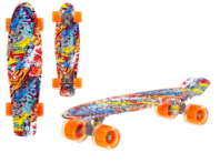 Скейтборд пластиковый с принтом, широкие колеса PU со светом, стойка: алюминиевая, размер платформы: 56*15 см. купить в Интернет-магазине Мир детства Кострома