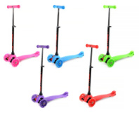 Самокат трехкол. колеса: PU, светящ. d110 мм.d76 мм. подшипники: ABEC-5, раз.платформы: 51*11 см. 5 цв. в ассорт. в пакете купить в Интернет-магазине Мир детства Кострома