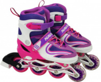 Коньки ролик, кол ПВХ, перед.кол.со светом, M (34-37), роз. купить в Интернет-магазине Мир детства Кострома