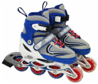 Коньки роликовые голубые, переднее колесо со светом, M (34-37) купить в Интернет-магазине Мир детства Кострома