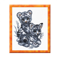 Набор для вышивания "Белые тигрики", А-4 ВЫШИВКА 8 цветов, 12*16,5 см. купить в Интернет-магазине Мир детства Кострома