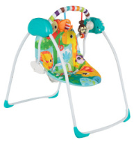КРЕСЛО-качели зеленый(джунгли),вибро-блок, панель для игрушек, несколько скоростей купить в Интернет-магазине Мир детства Кострома