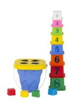 Логический набор Башня (Ведро Башня с крышкой, 4 логические фигуры, пирамида "Башня", 8 элементов купить в Интернет-магазине Мир детства Кострома
