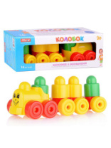 Конструктор Колобок 16 деталей, коробка, с паровозиком /Стеллар купить в Интернет-магазине Мир детства Кострома